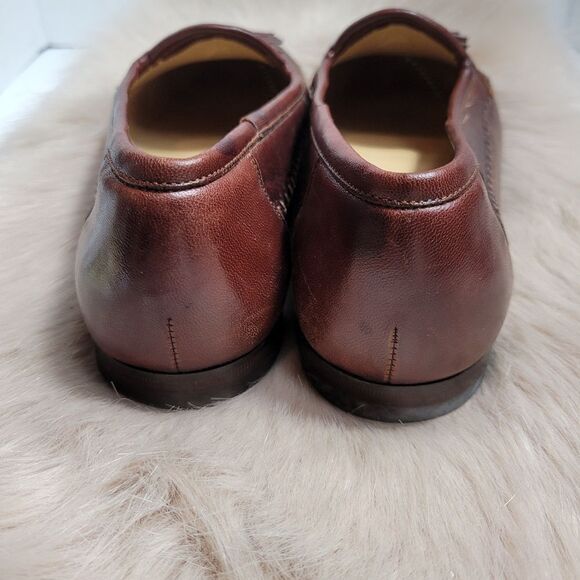 Santoni Tassel Brown Leather Loafers Lizard Accents Mens  Shoes Size 7.5 main image 4